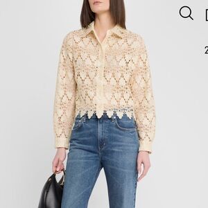 Frame Denim button lace blouse shirt